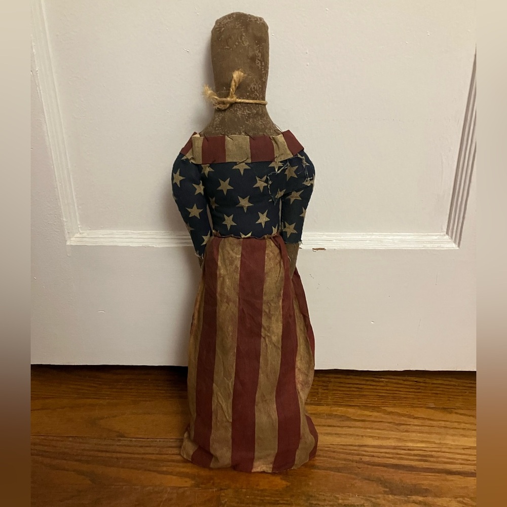 Primitive Americana Doll with Flag Dress